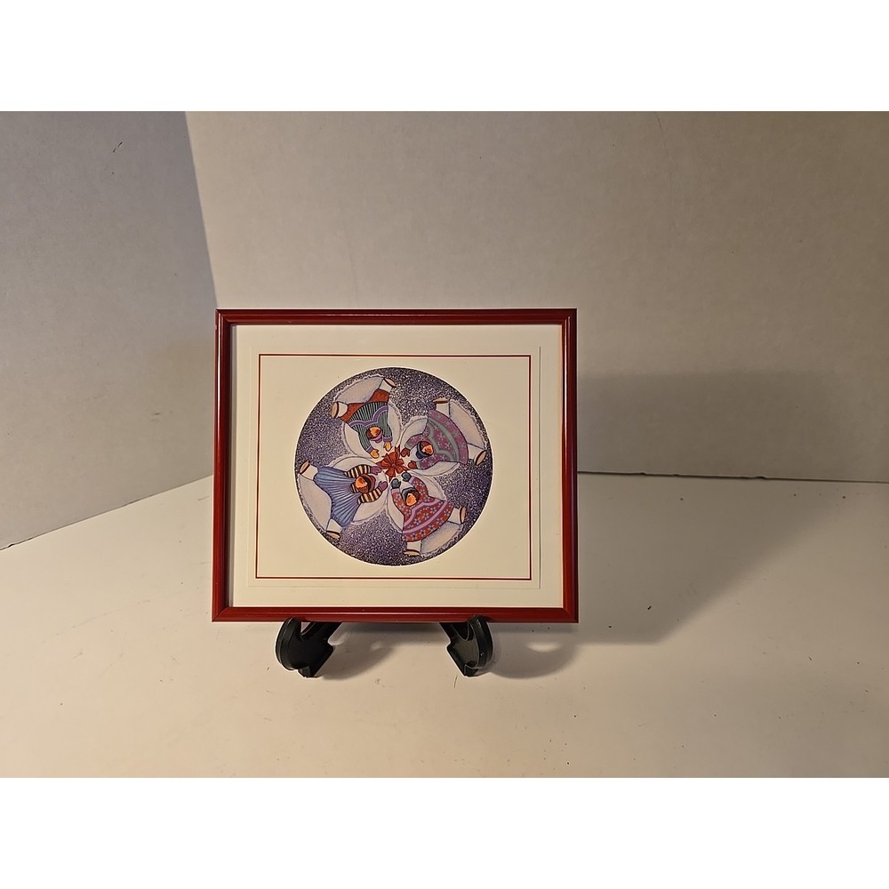 Barbara Lavallee Snow Angels Happy Eskimo Framed 7.5x6.5 Alaska Artist/0475